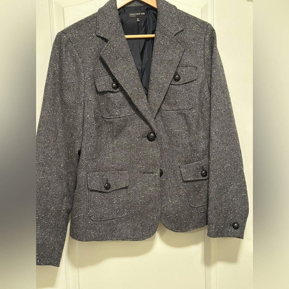 Jones New York Charcoal/Navy Tweed Blazer